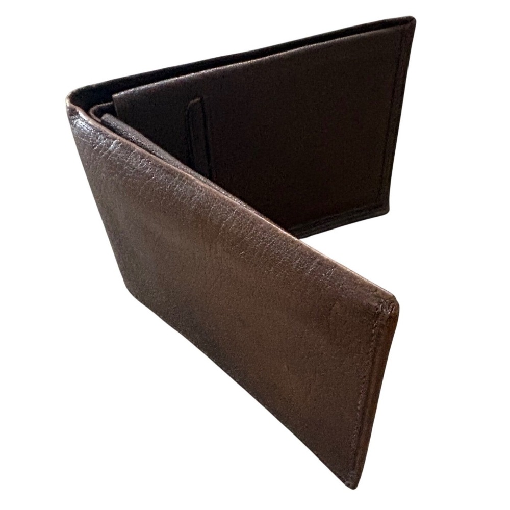 VTG 1970s Prince Gardner Mens Goatskin Bifold Wallet USA Made Brown Leather
